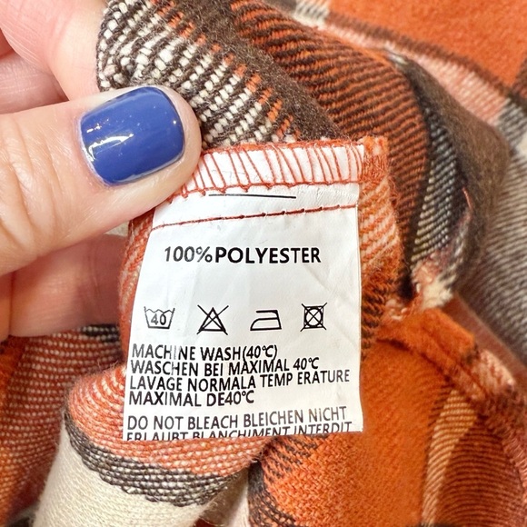 American Singer Orange Plaid Inspired By Cover Art Fall Oversized Shacket Sz M - Picture 9 of 14